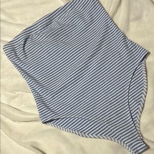 Blue and White Striped Bodysuit